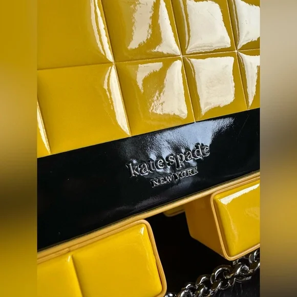 NWT Kate ♠️ Spade special edition SPACE INVADERS Yellow Pixelated Handbag - Picture 12 of 16